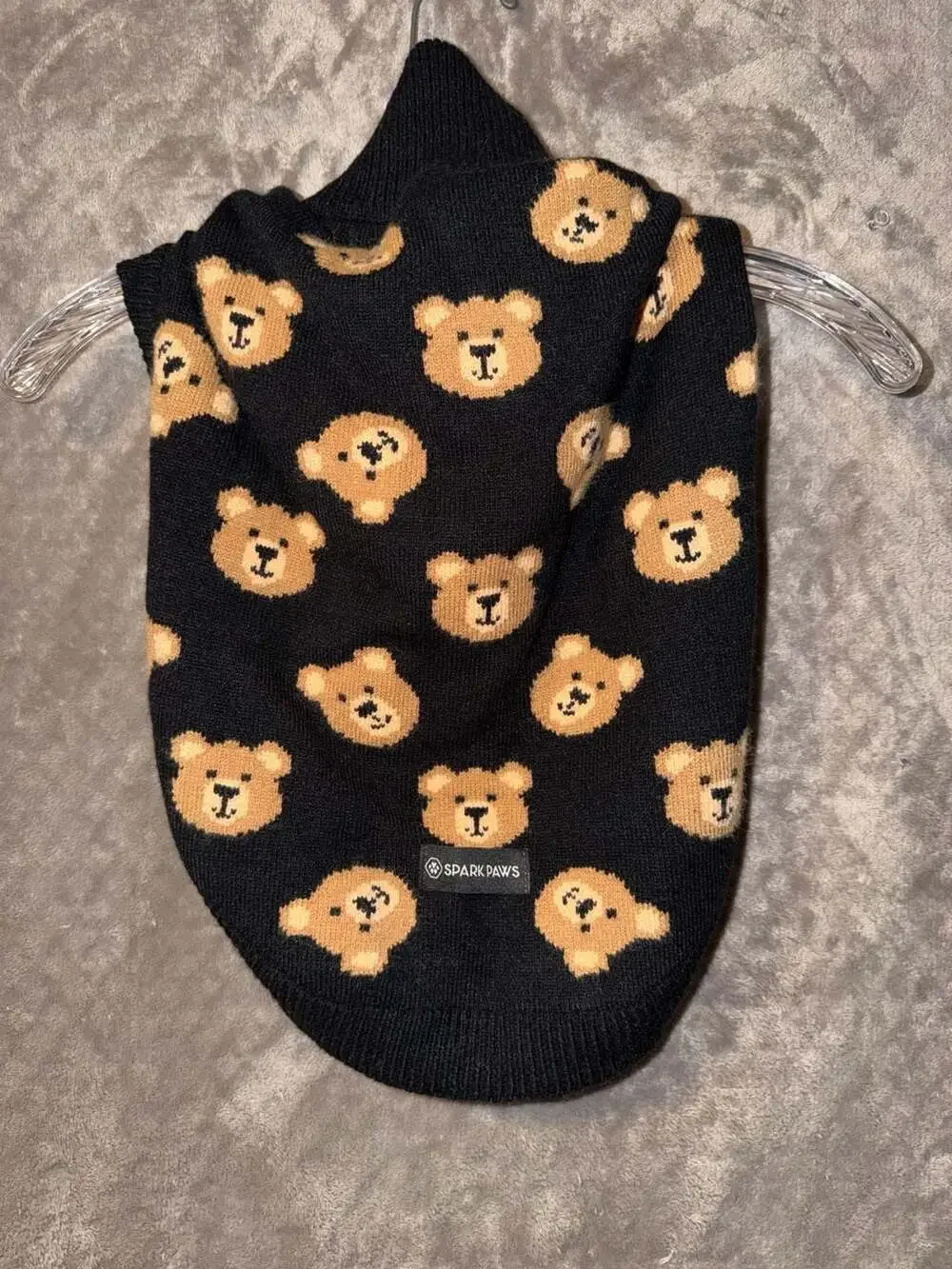 Spark Paws Broken Teddy Bear Knit Dog Sweater Size 2XL Black